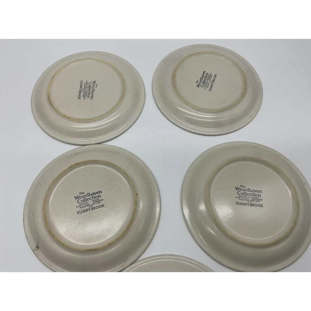 Vintage Woodhaven Collection Sunnybrook Bread Plates Set Of 5 Floral Stoneware